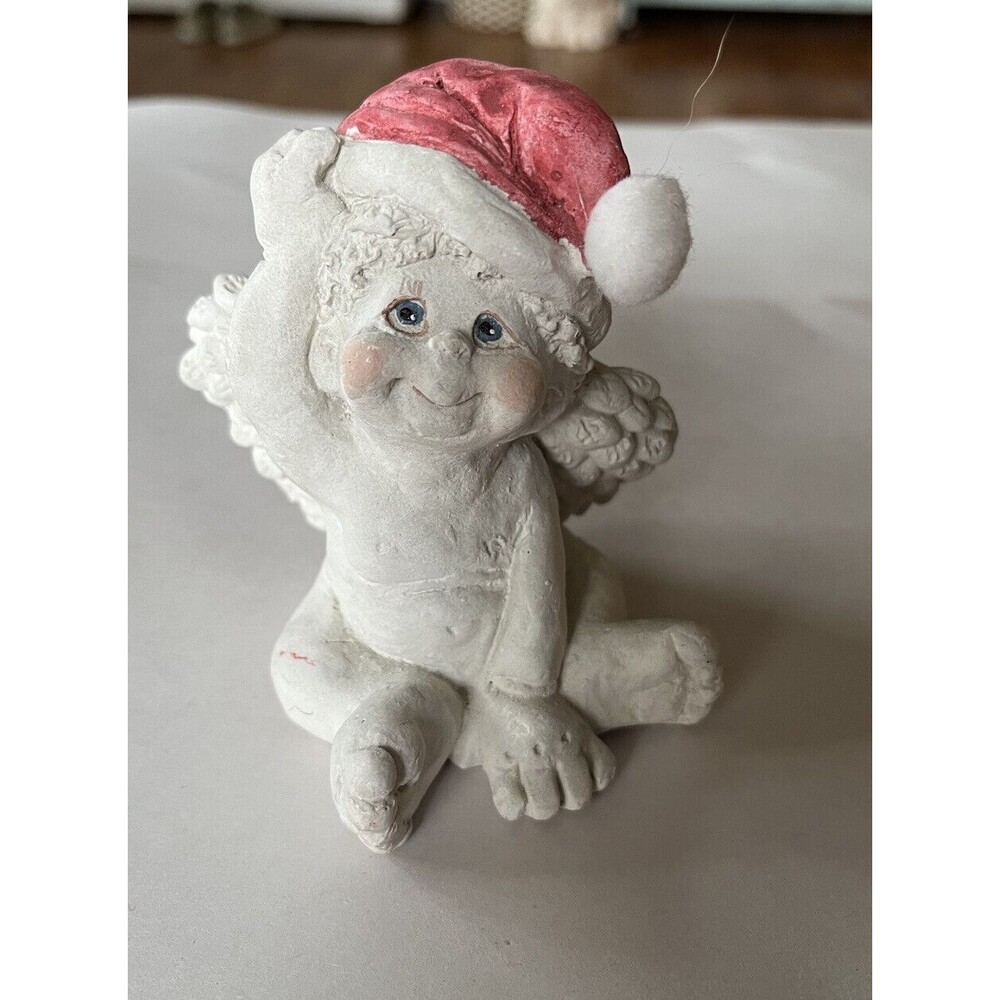 Vintage Dreamsicles Baby Angel Cherub Figurine Wearing Santa Hat 4" Tall 1991